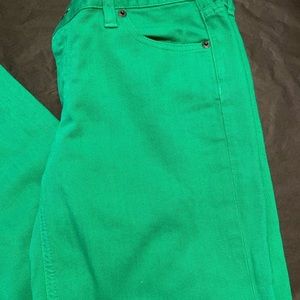 J Crew Matchstick bright green denim jeans. 28 inch waist spring